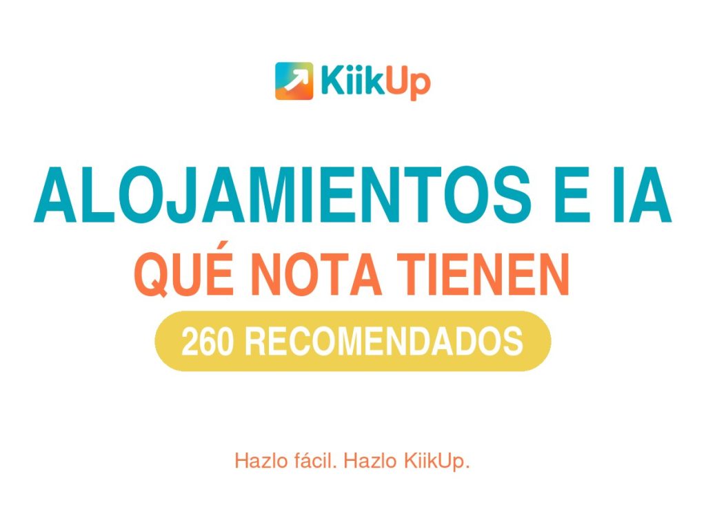 Portada del estudio sobre la nota en Google de los alojamientos que recomiendan ChatGPT, Gemini y Perplexity, con el logotipo de KiikUp