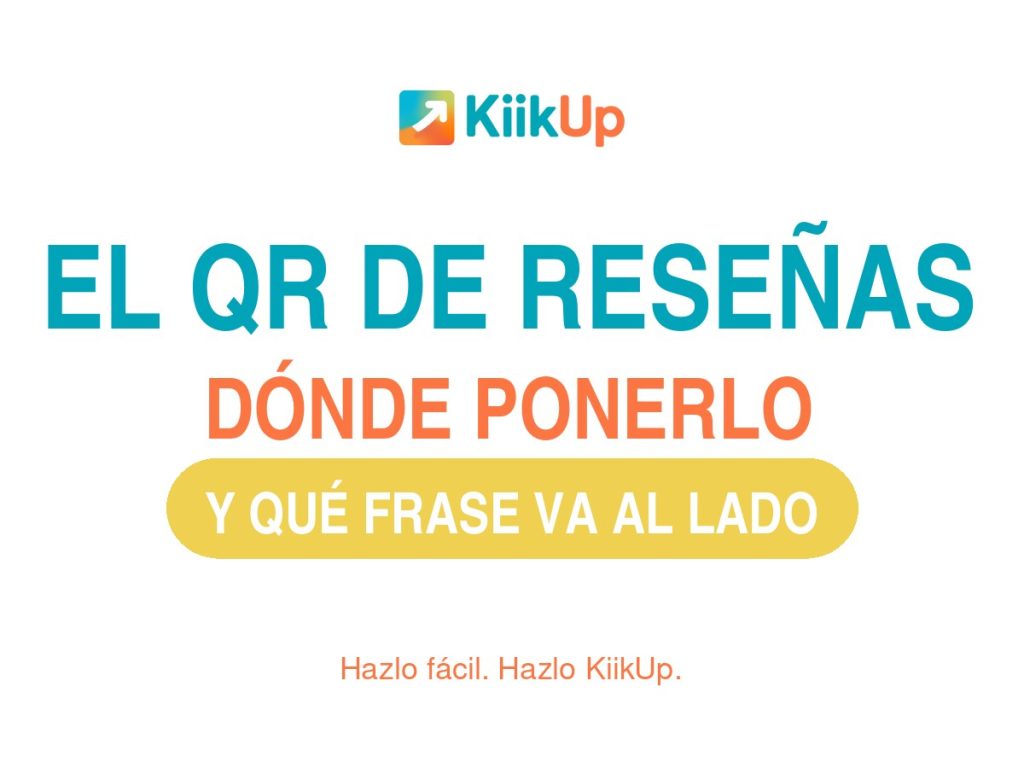 Portada de la guía para sacar y colocar el código QR de reseñas de Google en un negocio, con el logotipo de KiikUp
