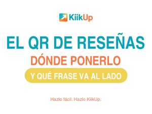 Portada de la guía para sacar y colocar el código QR de reseñas de Google en un negocio, con el logotipo de KiikUp
