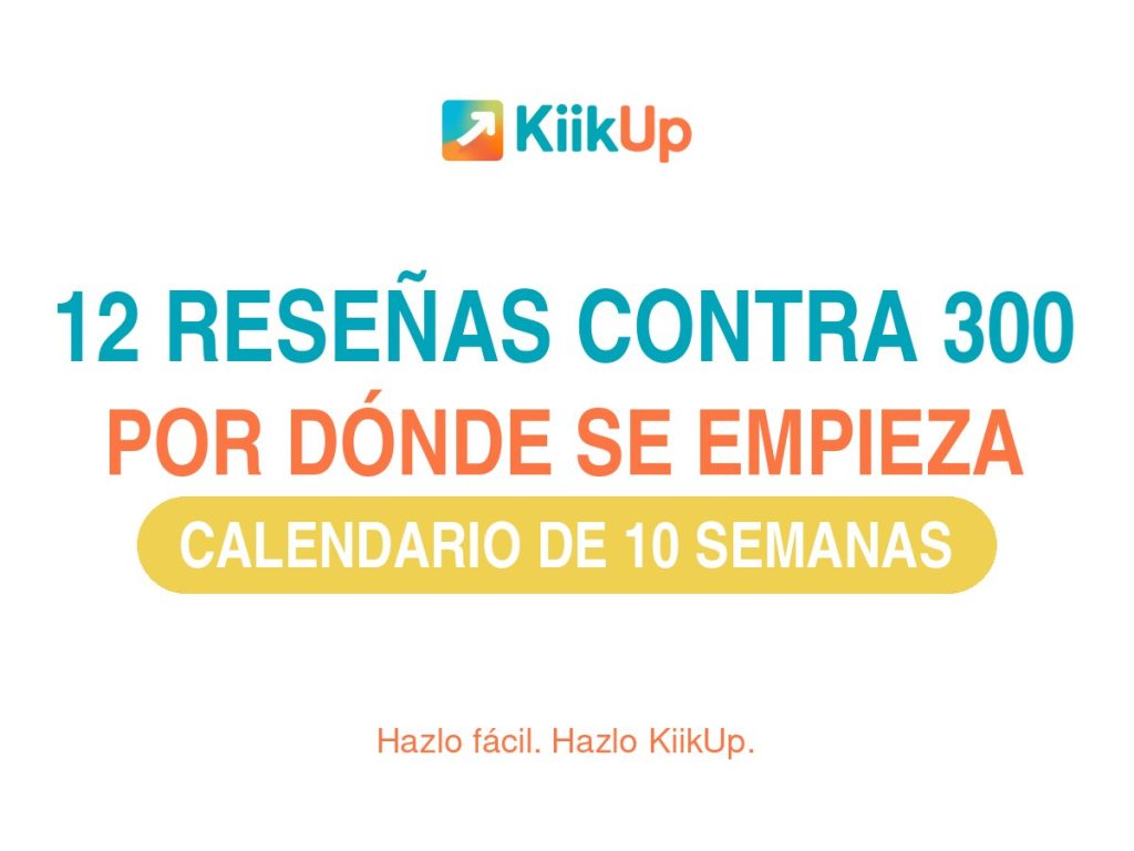 Portada con el contraste entre 12 y 300 reseñas de Google y un calendario de diez semanas para empezar a remontar